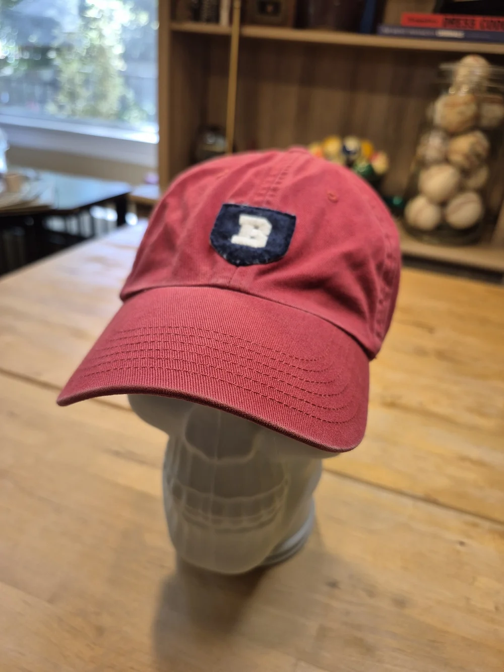 Banana Republic Red Baseball Cap with Navy Shield 'B' Patch